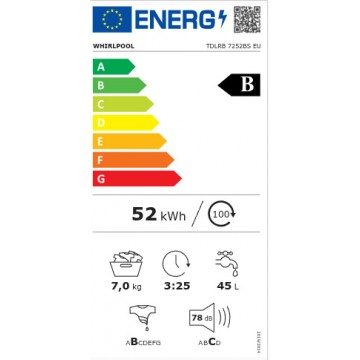 Whirlpool Πλυντήριο Ρούχων 7kg 1200 Στροφών TDLRB 7252BS EU